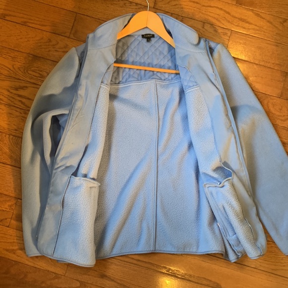 Talbots Fleece Quilted Zip Front Powder Blue Jacket with Nylon Quilting Detail - Picture 11 of 11